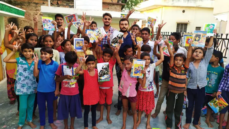 Children gathering outside a community school
